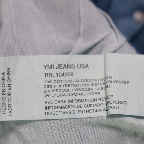 YMI GiGi Fit Flare Jeans Junior’s 13 / 31 Light Wash Wide Leg Raw Hem Retro Y2K - Picture 13 of 13